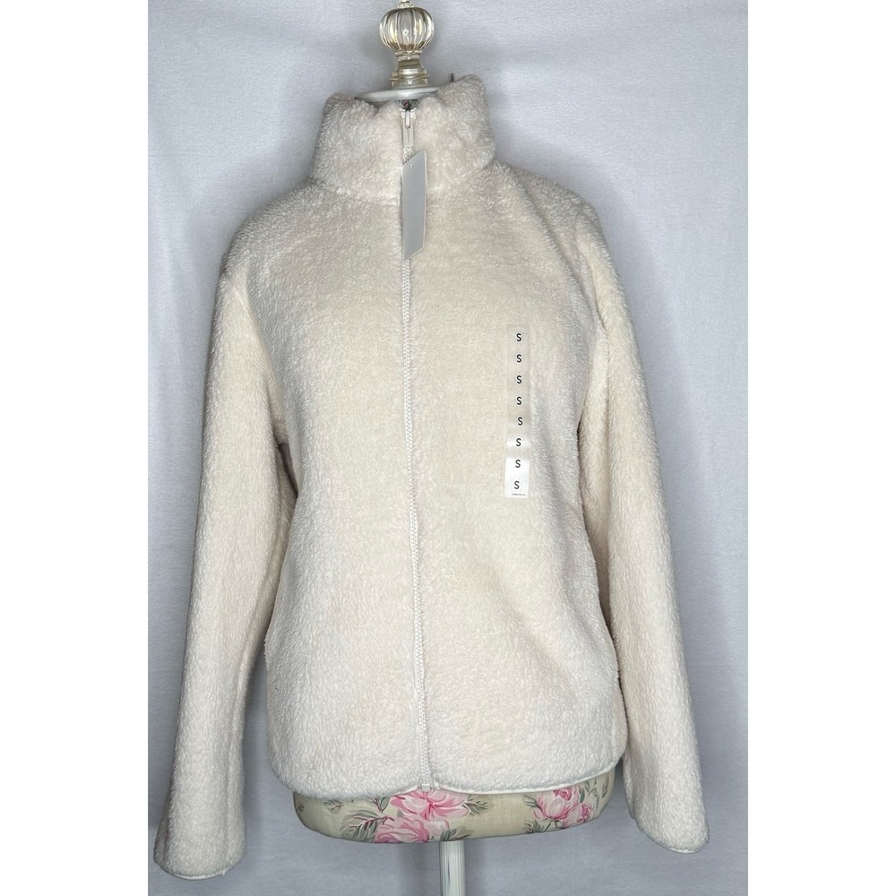 Uniqlo‎ Fluffy Yarn Fleece Full Zip Sherpa Jacket Cream NWT Women's Size Small